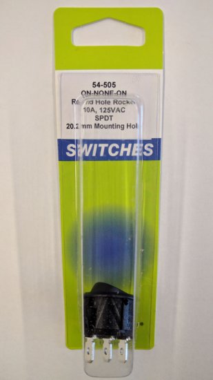 Snap-In Round Rocker SPDT On-None-On 125V 16A