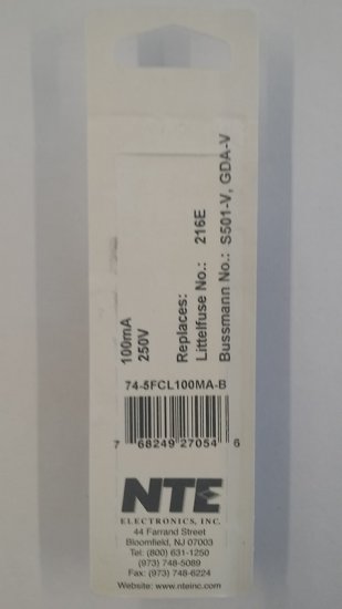 0.1 Amp (100mA) GDA-V Axial Ceramic Fuse (5Pk) FastActing 5x20mm