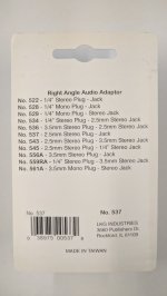 90° Audio Adapter, 2.5mm TRS to Same