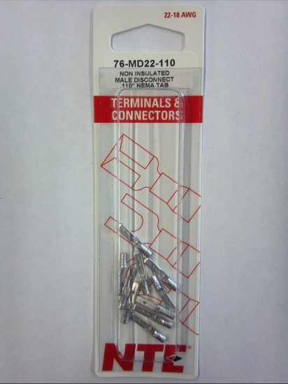 Quick Connect Male Non-Insulated 22-18Awg 0.110" (10Pk)