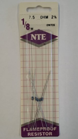 7.5 Ohm, 1/8W, 2% Metal Film Flameproof Resistor (6Pk)