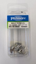 Quick Connect Male Non-Insulated 22-18Awg 0.187" (15Pk)