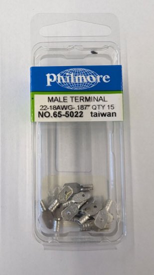 Quick Connect Male Non-Insulated 22-18Awg 0.187" (15Pk)