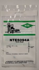 NTE5094A Zener Diode 87.0V 1W, DO-41/DO-15 (2Pk)