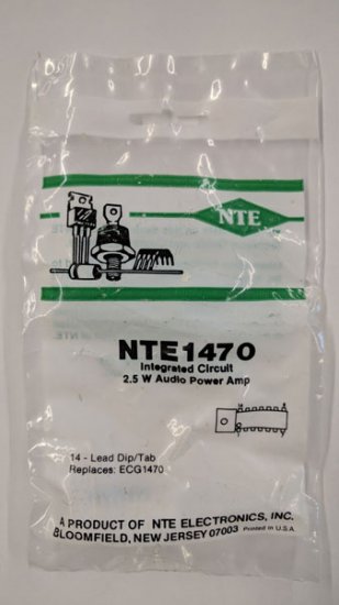 NTE1470 IC, Audio Power Amplifier, 2.5W, 14-Lead DIP w/Tab