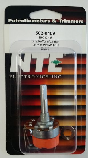 10K Linear Taper Pot w/Switch 0.5W (24mm) Combo Lug 30mm Shaft