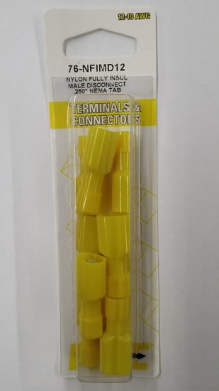 Male Disconnect Fully Insul. Nylon 12-10Awg 0.250" (10Pk)