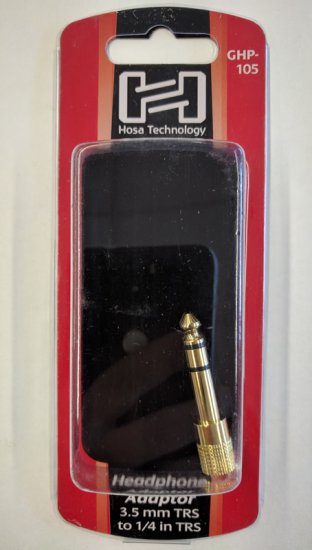 Headphone Adaptor, 3.5 mm TRS to 1/4 in TRS, Gold Plated