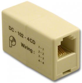 6P4C Modular In-Line Coupler Straight Thru (Data)