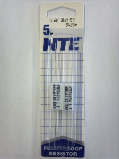 5.6K Ohm 5W Cerment Power Wirewound Resistor (2Pk) 5% Tolerance