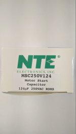 124-149uF 250VAC Motor Start AC Electrolytic Capacitor .25" Q.C.