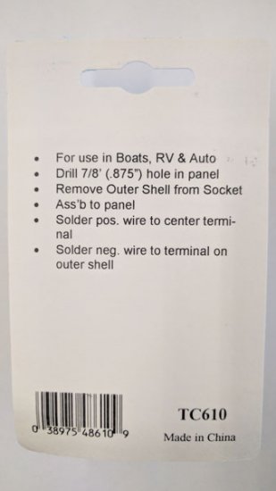 Metal Cigarette Lighter Socket Panel Mounted With Quick Connect