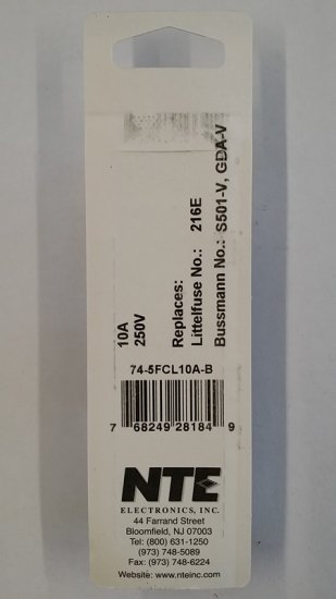 10 Amp (GDA-V) Axial Ceramic Fuse (5Pk) Fast Acting 5x20mm