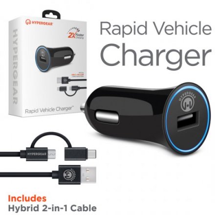 HyperGear Rapid Vehicle Charger w/Hybrid Micro-USB/USB-C