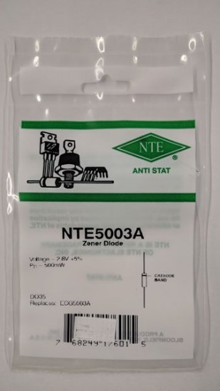 NTE5003A Zener Diode 2.8V 1/2W, DO35