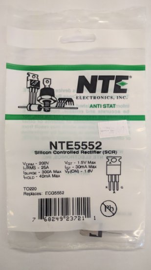 NTE5552 SCR, 200V 25A, TO-220