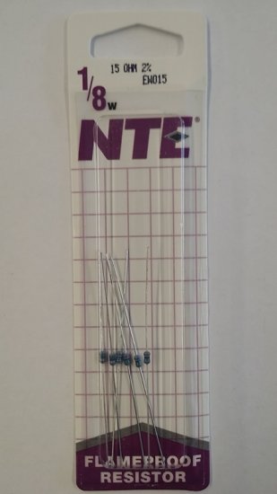 15 Ohm, 1/8W, 2% Metal Film Flameproof Resistor (6Pk)