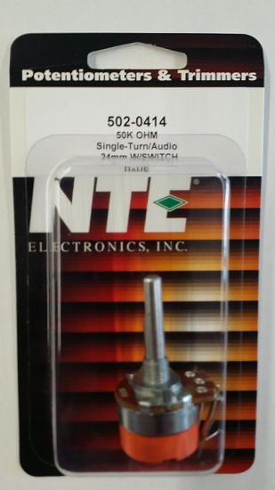 50K Audio Taper Pot w/Switch 0.25W (24mm) Combo Lug 30mm Shaft