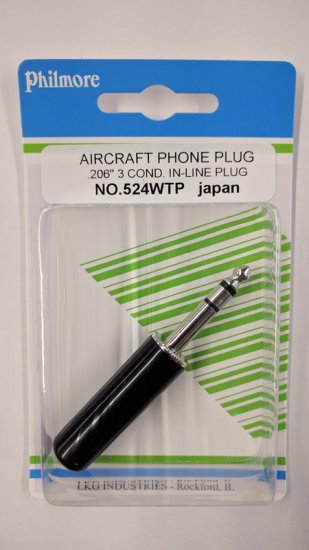 Aircraft Microphone 3 Conductor Plug, 0.206" Dia