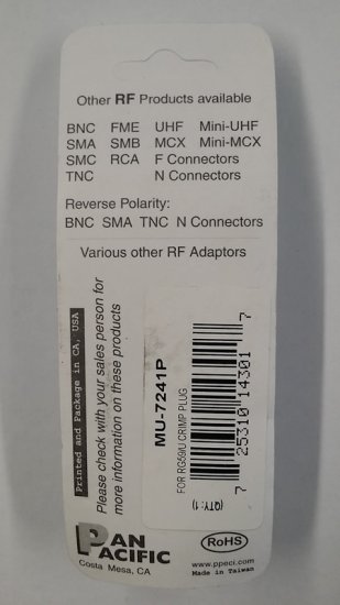 Mini-UHF Plug 3-Piece Crimp-On RG-59/U