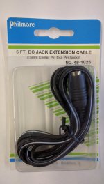 Size N 5.5/2.5mm Coaxial DC Power Jack to 2-Pin Adaptaplug Jack