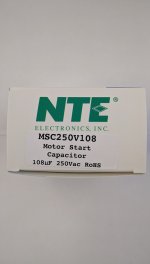108-130uF 250VAC Motor Start AC Electrolytic Capacitor .25" Q.C.