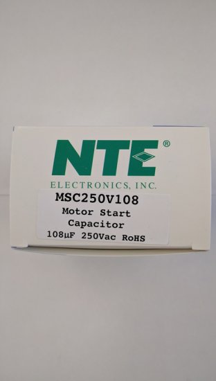 108-130uF 250VAC Motor Start AC Electrolytic Capacitor .25" Q.C.