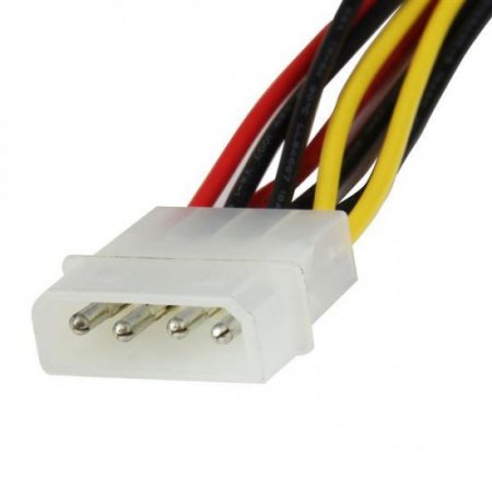 12in LP4 to 2x Right Angle Latching SATA Power 4 Pin Molex/2SATA