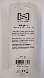 Adaptor, Dual RCA(F) to 1/4in(M) TRS