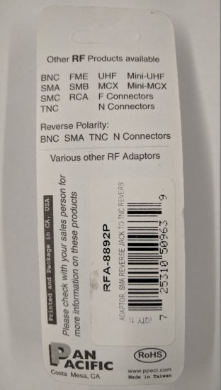 RP-SMA Jack to RP-TNC Plug Adapter