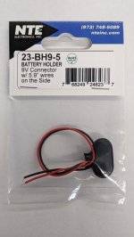 9V Battery Snap (Economy) Vinyl, 5.9" Leads on Side