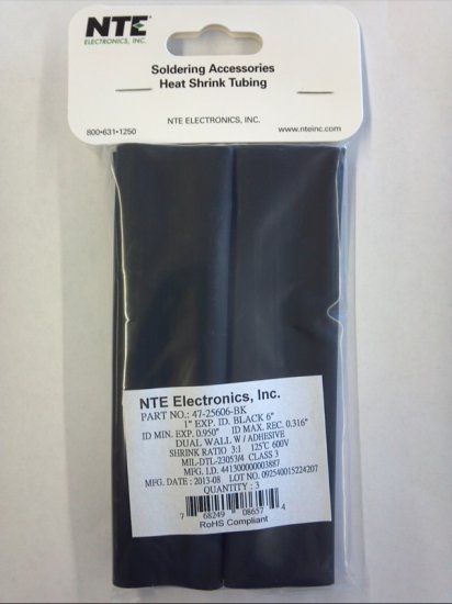 1" Black Heat Shrink Tubing 3:1 Ratio