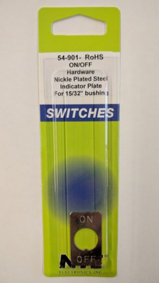 Indicator Plate On/Off Nickel Plated Steel Fits 15/32"