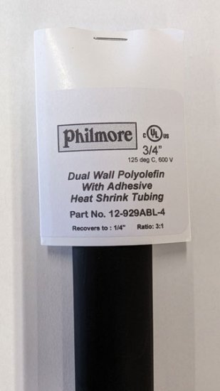 3/4" Black 48" Dual Wall 3:1 Polyolefin Heat Shrink w/Adhesive
