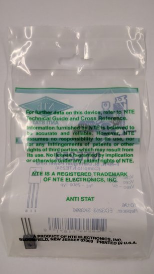 NTE253 T-NPN, Si, Darlington Power Amp (Compl to NTE254)