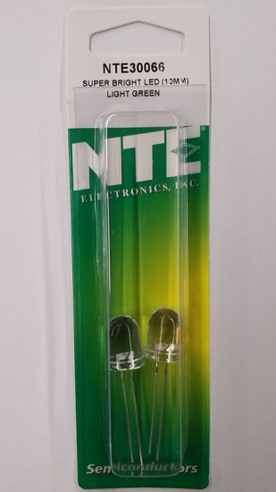 10mm Super Bright Light Green LED 3500mcd (2Pk) Clear Lens