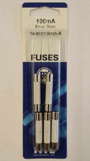0.1 Amp (100mA) MDA Ceramic Fuse (5Pk) Slow Blow 6x30mm