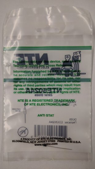 NTE5024A Zener Diode 15.0V 1/2W, DO35