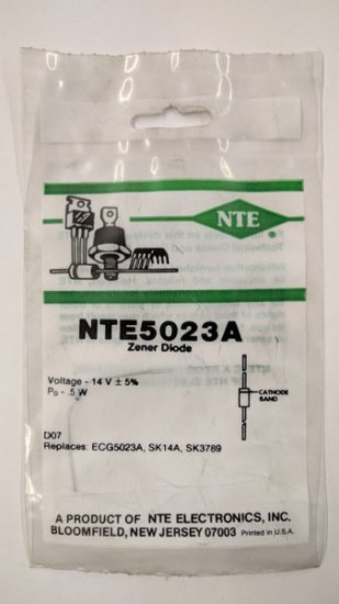 NTE5023A Zener Diode 14.0V 1/2W, DO35