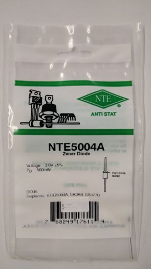 NTE5004A Zener Diode 3.0V 1/2W, DO35