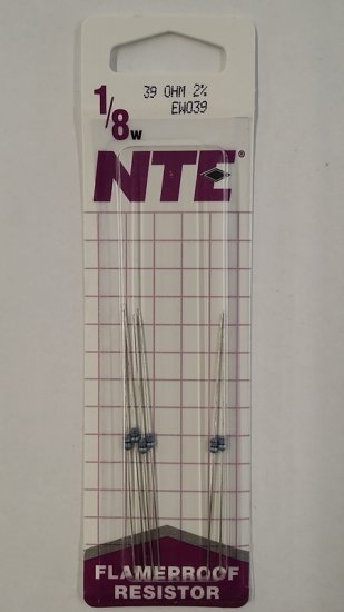 39 Ohm, 1/8W, 2% Metal Film Flameproof Resistor (6Pk)