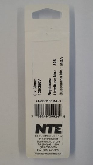 0.1 Amp (100mA) MDA Ceramic Fuse (5Pk) Slow Blow 6x30mm