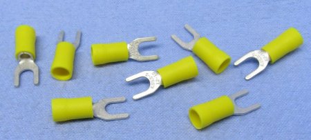 Fork/Spade Insulated 12-10Awg #10 Stud (8Pk) Yellow Vinyl