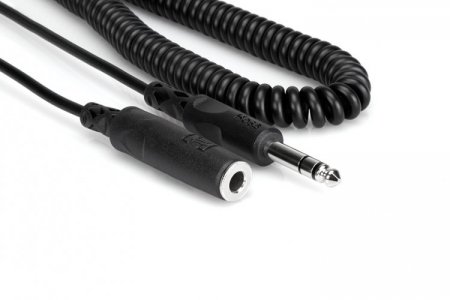 25Ft Coiled Headphone Extension Cable 1/4in TRS to 1/4in TRS