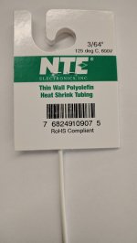 3/64" White 48" Thin Wall 2:1 Polyolefin Heat Shrink Tubing