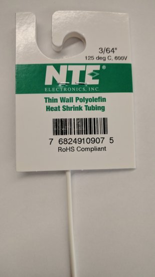 3/64" White 48" Thin Wall 2:1 Polyolefin Heat Shrink Tubing