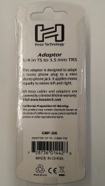 Adaptor 1/4in TS to 3.5mm TRS