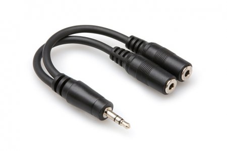 6" Y Cable, 3.5 mm TRSM to Dual 3.5mm TRSF