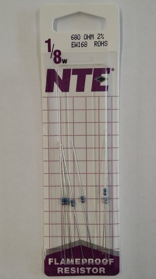 680 Ohm, 1/8W, 2% Metal Film Flameproof Resistor (6Pk)