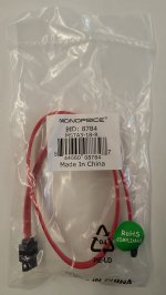 18" Red SATA 6Gbps Cable w/Locking Latch Straight/Straight